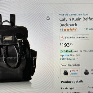 Calvin Klein backpack purse